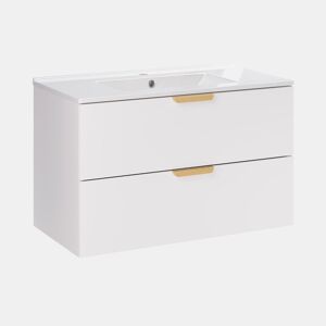 Móvel lavatório simples encastrável 80cm Oria Branco mate