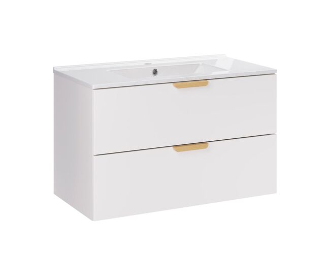 Mueble de lavabo individual oria 80cm blanco mate