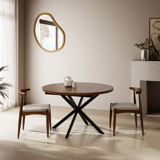 Mesa redonda extensÃvel Murano efeito Nogueira, 120-160 cm Mesa redonda extensÃvel Murano efeito Nogueira, 120-160 cm