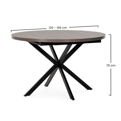 Mesa redonda extensÃvel Murano efeito Nogueira, 120-160 cm Mesa redonda extensÃvel Murano efeito Nogueira, 120-160 cm