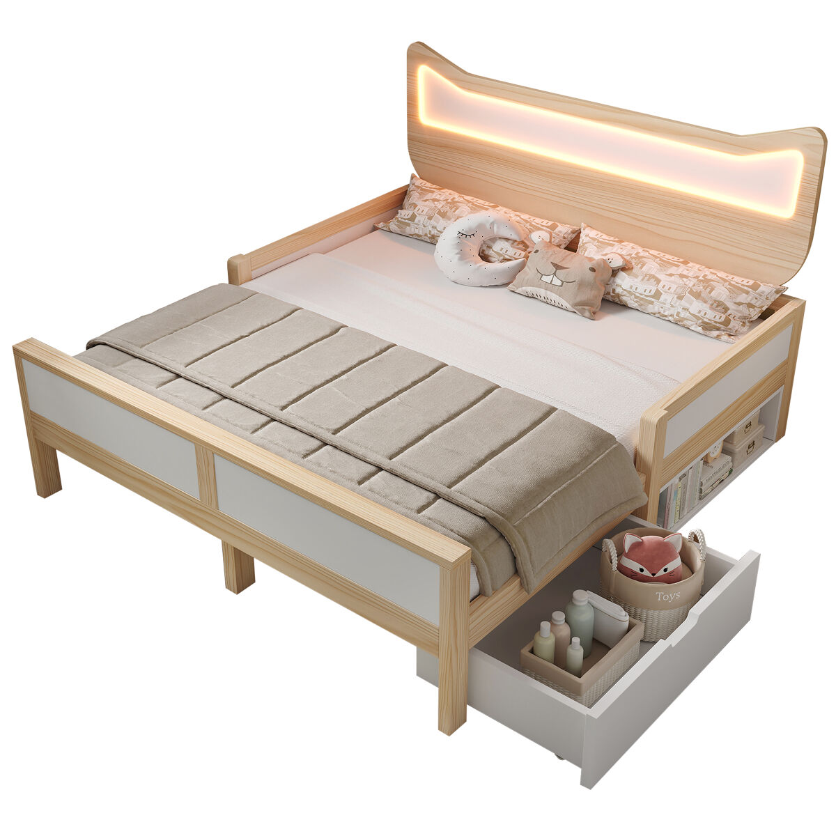 Cama infantil de madera maciza 145x206