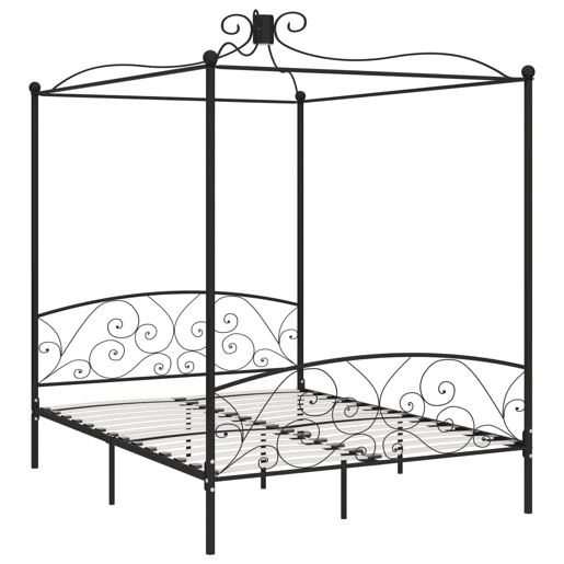 Estrutura De Cama De Casal Simple - dossel 160x200 cm metal preto Estrutura De Cama De Casal Simple - dossel 160x200 cm metal preto