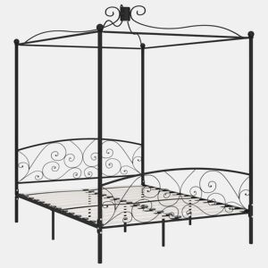 Estrutura De Cama De Casal Simple - dossel 160x200 cm metal preto