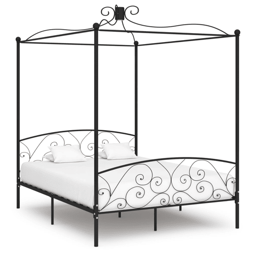 Estrutura De Cama De Casal Simple - dossel 160x200 cm metal preto Estrutura De Cama De Casal Simple - dossel 160x200 cm metal preto