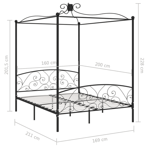 Estrutura De Cama De Casal Simple - dossel 160x200 cm metal preto Estrutura De Cama De Casal Simple - dossel 160x200 cm metal preto