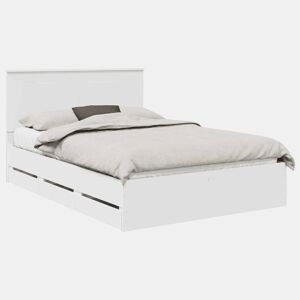 Estrutura De Cama De Casal Moderno - Branco 150 x 200 cm Madeira de Engenharia