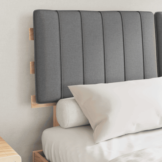 Estrutura de Cama de casal moderno com Cabeceira Estofada Cinzento-claro