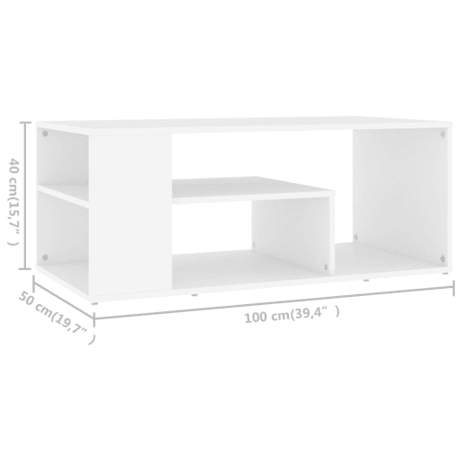 Mesa de Centro, Mesa baixa, 100x50x40 cm derivados de madeira branco