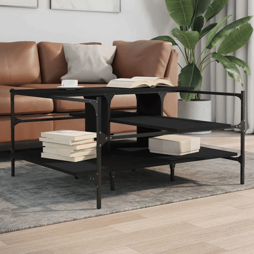 Mesa de Centro, Mesa baixa, 100x100x48,5 cm derivados de madeira preto