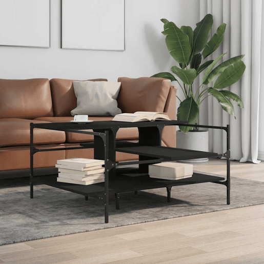 Mesa de Centro, Mesa baixa, 100x100x48,5 cm derivados de madeira preto