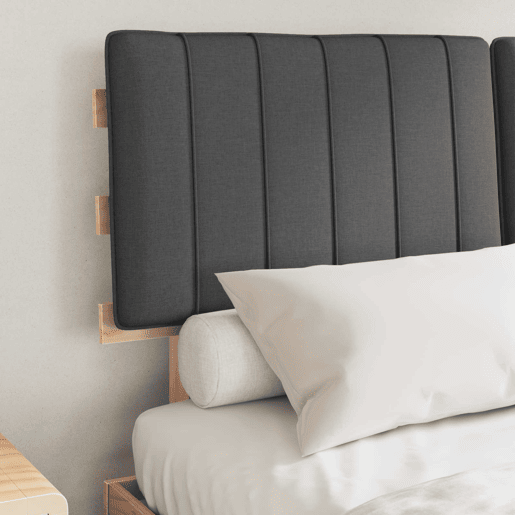Estrutura de Cama de casal moderno com Cabeceira Estofada Cinza Escuro