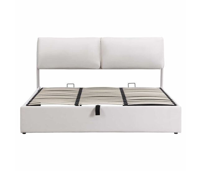 Cama tapizada 180x200 cm - con sistema hidráulico, 3 cajones, arcón de almacenamiento, somier con cabecero, sin colchón, terciopelo - beige