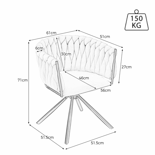 Conjunto de 4 cadeiras giratórias de veludo com braços - pernas de metal - Cinzento