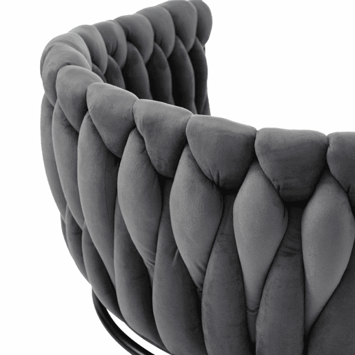 Conjunto de 4 cadeiras giratórias de veludo com braços - pernas de metal - Cinzento