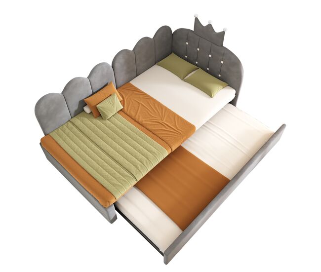 Cama nido de terciopelo 90x200 cm,gris