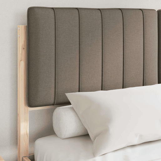 Estrutura de Cama de casal moderno com Cabeceira Estofada Cinzento-acastanhado