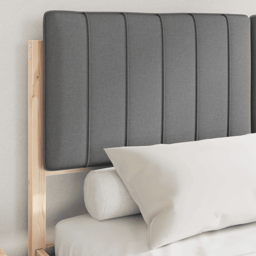 Estrutura de Cama de casal moderno com Cabeceira Estofada Cinza Escuro
