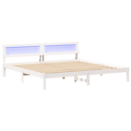 Estrutura de cama de casal com cabeceira king size - Branco 200 x 200 cm