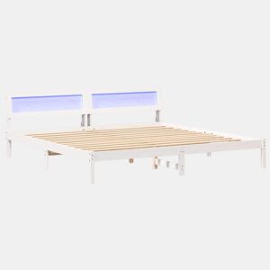 Estrutura de cama de casal com cabeceira king size - Branco 200 x 200 cm