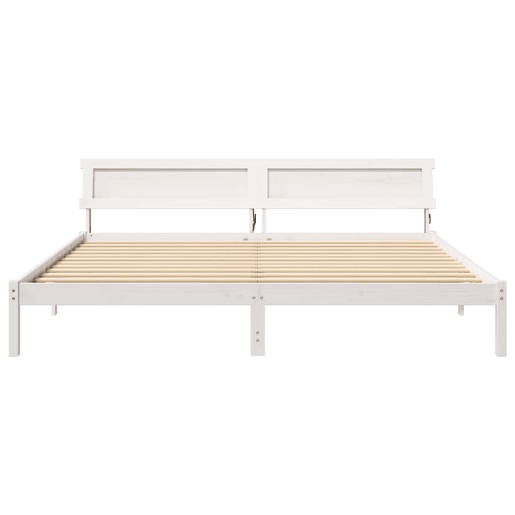 Estrutura de cama de casal com cabeceira king size - Branco 200 x 200 cm