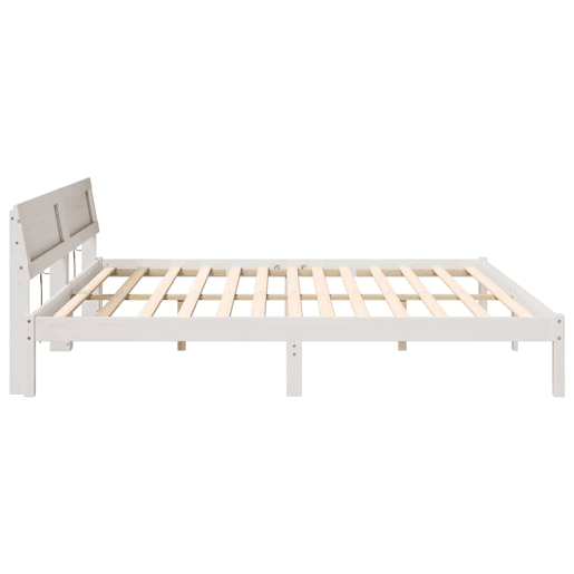 Estrutura de cama de casal com cabeceira king size - Branco 200 x 200 cm