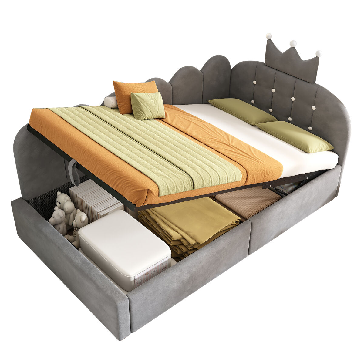 Cama infantil de terciopelo 96x209 Gris