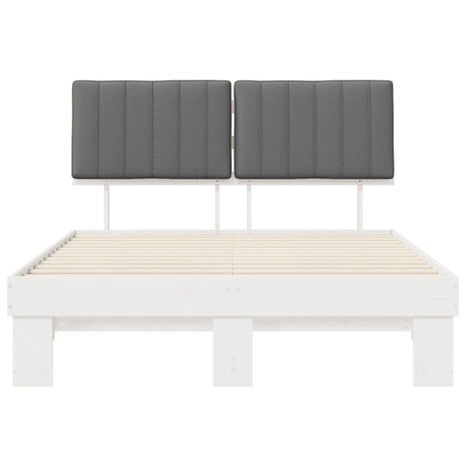 Estrutura de Cama de casal moderno com Cabeceira Estofada Cinzento-claro