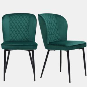 Conjunto de 2 cadeiras estofadas em veludo - estrutura metálica - Verde