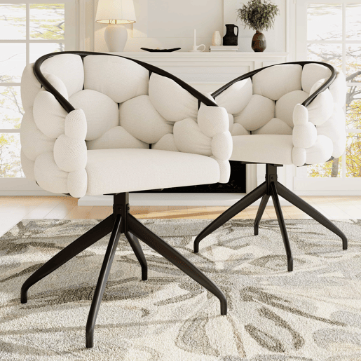 Conjunto de 2 cadeiras giratórias em veludo - Estilo moderno - Bege