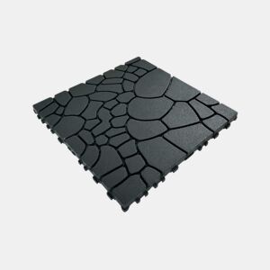 Ladrilhos de terraço encaixáveis de 30 cm - textura de pedra, sistema modular encaixável DIY, instalação fácil e rápida, 44 peças, para uso exterior em pátios, piscinas, varandas e jardins - cinzento escuro