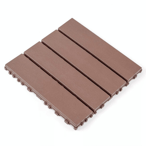 Ladrilhos de plástico encaixáveis para terraço 30 x 30 cm - 44 peças, impermeáveis, para uso interior e exterior, adequados para todas as condições meteorológicas, sistema modular de encaixe - vermelho e castanho