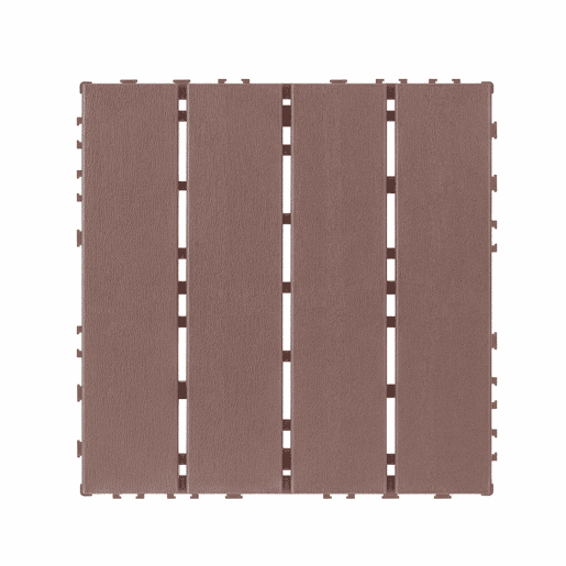 Ladrilhos de plástico encaixáveis para terraço 30 x 30 cm - 44 peças, impermeáveis, para uso interior e exterior, adequados para todas as condições meteorológicas, sistema modular de encaixe - vermelho e castanho