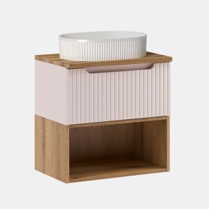 Móvel lavatório simples 60cm Riva Caxemira e Madeira