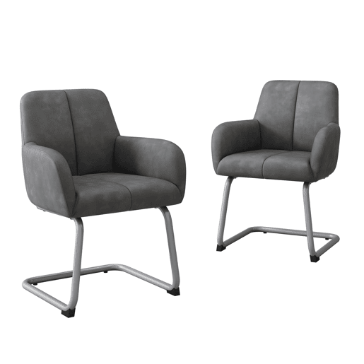 Cadeira de jantar 2 unidades - Cadeira moderna, minimalista, com pernas de aço curvas - Cinza
