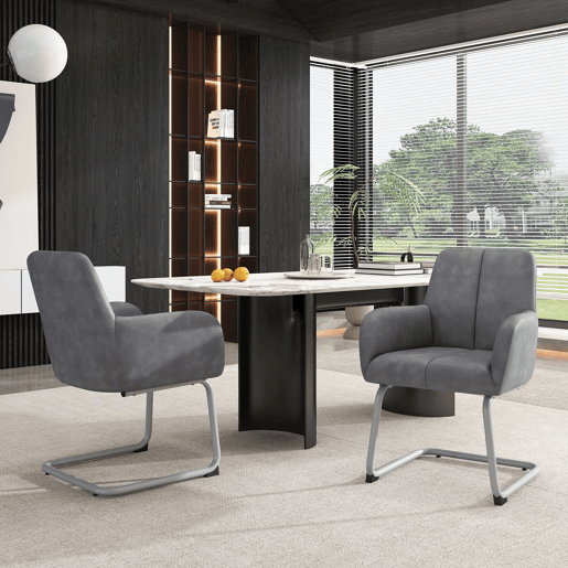 Cadeira de jantar 2 unidades - Cadeira moderna, minimalista, com pernas de aço curvas - Cinza