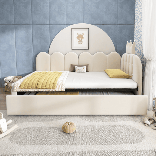 Cama gavetão de veludo 90x200 cm,bege