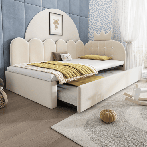 Cama gavetão de veludo 90x200 cm,bege
