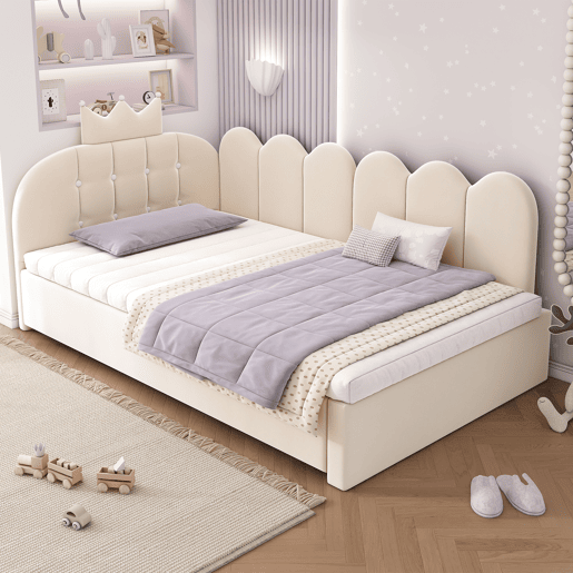 Cama gavetão de veludo 90x200 cm,bege