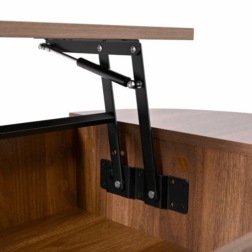 Conjunto de sala de estar de 2 peças u2013 mesa de centro com altura ajustável e móvel de TV com portas de correr, design com ranhuras verticais, pés em madeira, puxadores dourados e amplo espaço de arrumação u2013 cor nogueira Conjunto de sala de estar de 2 peças u2013 mesa de centro com altura ajustável e móvel de TV com portas de correr, design com ranhuras verticais, pés em madeira, puxadores dourados e amplo espaço de arrumação u2013 cor nogueira