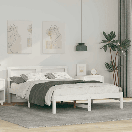 Estrutura da Cama de casal simple com cabeceira Branco 120 x 190 cm
