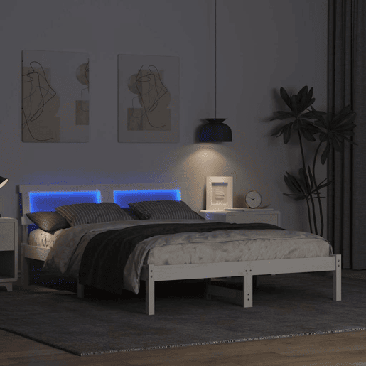 Estrutura da Cama de casal simple com cabeceira Branco 120 x 190 cm