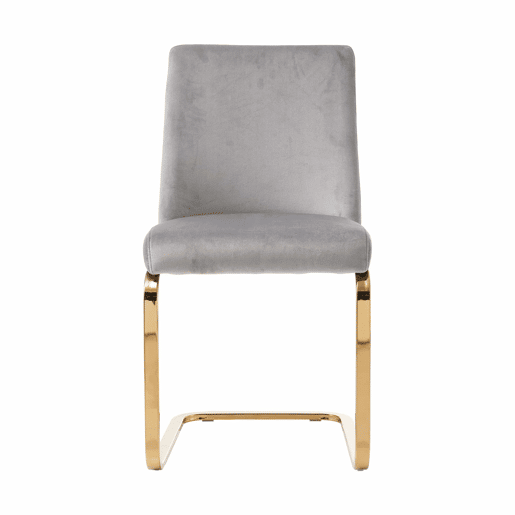 Cadeira de jantar Samt 2 unidades - Design com encosto em diamante, pernas metálicas douradas - Cinza