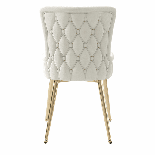 Cadeira de jantar em veludo 2er Set - luxuosa poltrona para sala de estar e quarto com pernas metálicas douradas - Bege