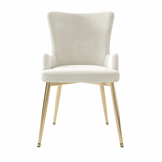 Cadeira de jantar em veludo 2er Set - luxuosa poltrona para sala de estar e quarto com pernas metálicas douradas - Bege