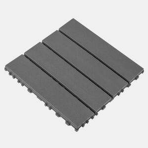Ladrilhos de plástico encaixáveis para terraços, 30 x 30 cm - 44 peças, sistema modular, impermeáveis, adequados para todas as condições climáticas, uso exterior em piscinas, varandas e jardins - cinzento escuro