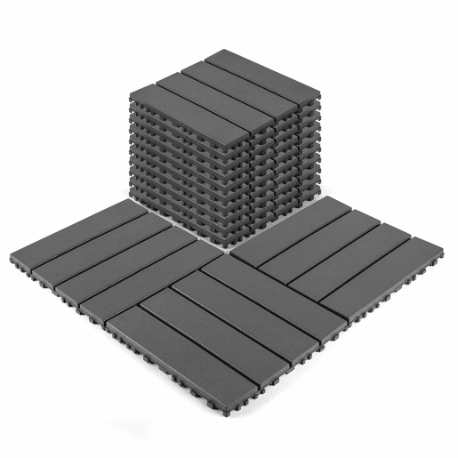 Ladrilhos de plástico encaixáveis para terraços, 30 x 30 cm - 44 peças, sistema modular, impermeáveis, adequados para todas as condições climáticas, uso exterior em piscinas, varandas e jardins - cinzento escuro