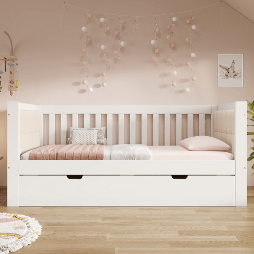Cama gavetão de madeira maciça 90x190 cm,branco
