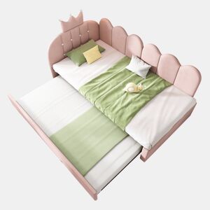 Cama gavetão de veludo 90x200 cm,rosa