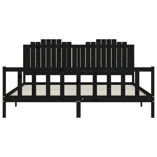 Estrutura de Cama de casal moderno com cabeceira 200x200 cm madeira maciça preto