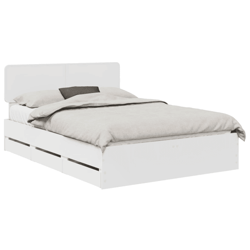 Estrutura De Cama De Casal Moderno - Branco 150 x 200 cm Madeira engenheirada